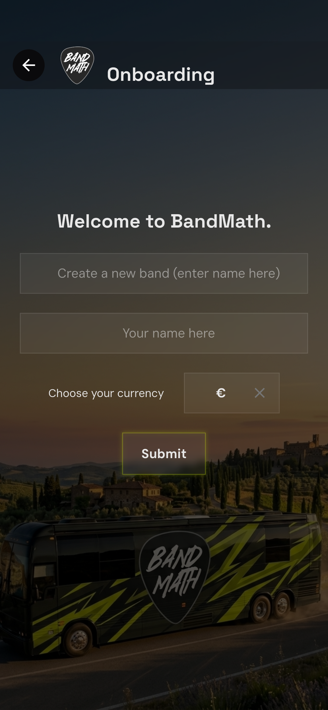 Band Creation Dashboard