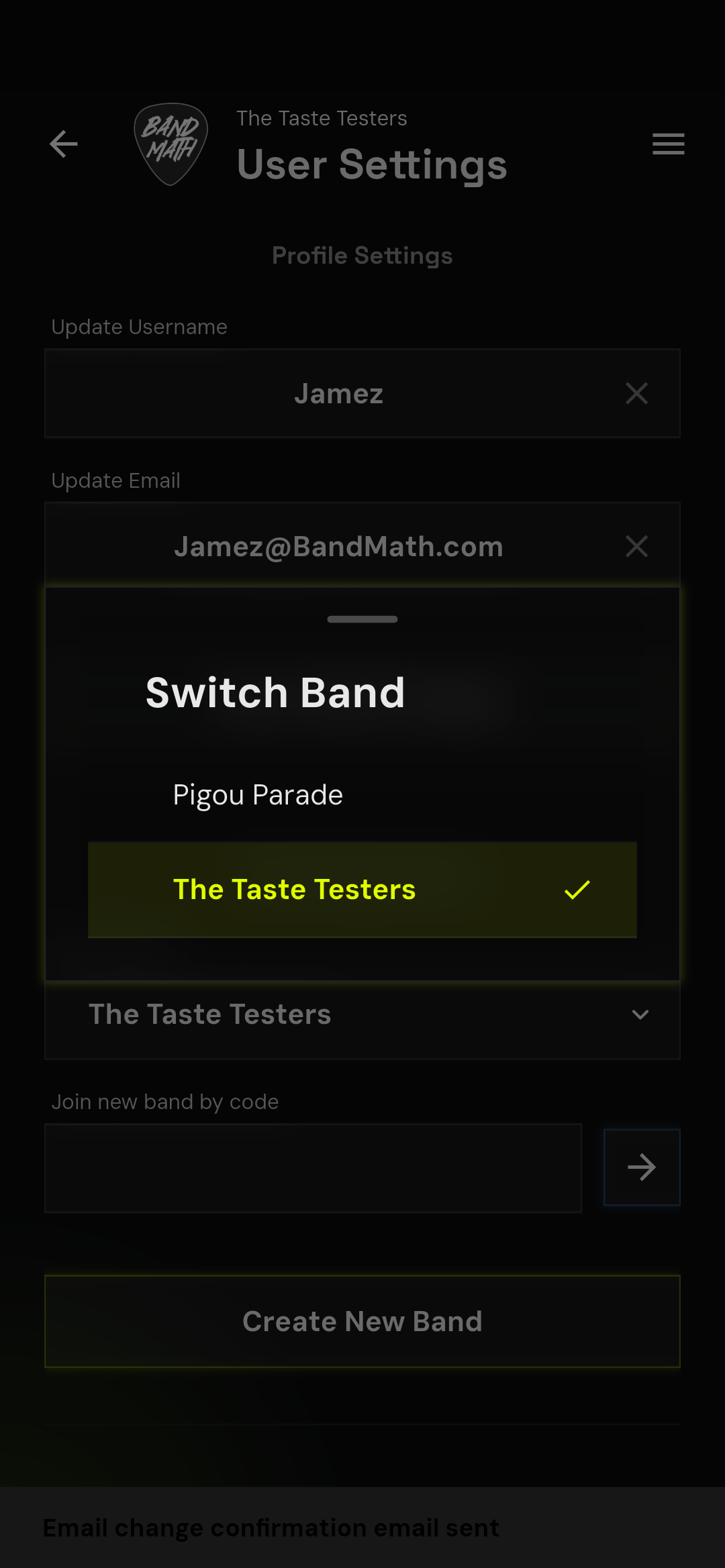 Band Dropdown